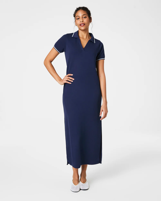 SPANX® AIR ESSENTIALS PIQUE POLO MIDI DRESS