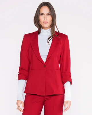 Red Ponte Knit Fitted Blazer - Red