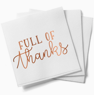 Full of Thanks Cocktail Napkins - Copper Foil Print
