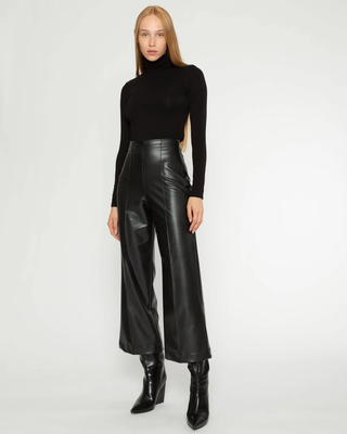 Cropped Vegan Leather Straight Leg Pant