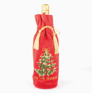 Christmas Tree Embroidered Red Wine Bag