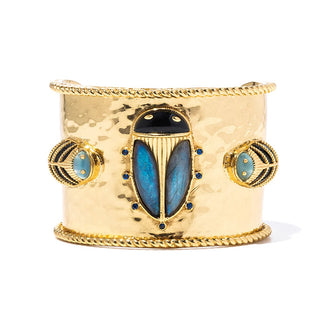 Scarab Cuff in Blue Lab/Black Agate