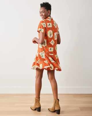 Gracie Dress in Birds Of India - Copper