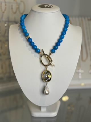 Azure Necklace - Turquoise with Pearl Drop