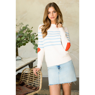 LUCY - STRIPED SWEATER WITH HEART ELBOWS