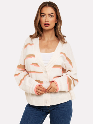 Glitch Zebra Cashmere Cardigan - Organic White