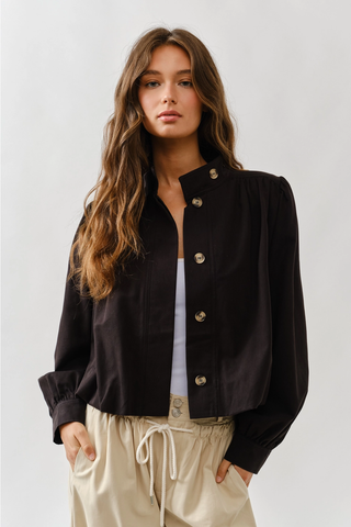 London Short Balloon Trench Jacket - Black