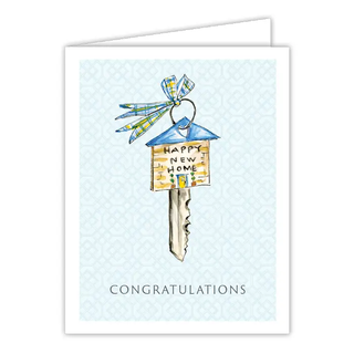 Handpainted Happy New Home Key Greeting Card