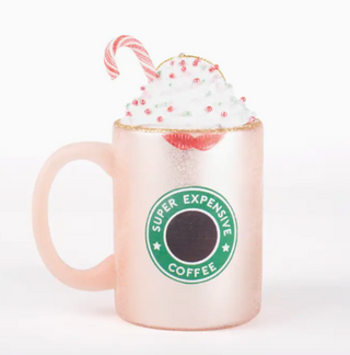 Peppermint Coffee Cup Boxed Glass Ornament