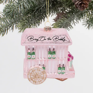 Bubbly Cart Boxed Glass Ornament