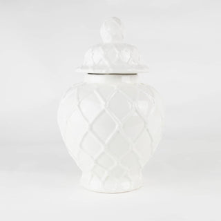White Textured Ginger Jar - Large