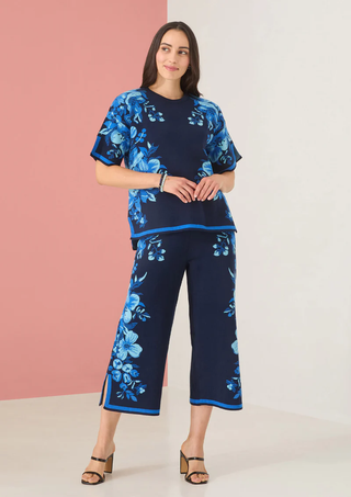 The Remy Pant- Navy Augusta Floral Jacquard