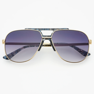 Logan Acetate Aviator Unisex Sunglasses - Light Gold / Gray