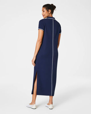 SPANX® AIR ESSENTIALS PIQUE POLO MIDI DRESS