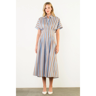 Belle - Striped Button Up Maxi Dress