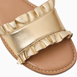 Rozette Ruffle Slide - Gold