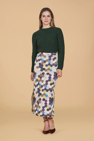 Hila Quilted Maxi Skirt - Vintage Mosaic