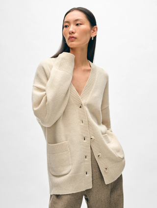 Cashmere Luxe Pocket Cardigan - Natural Heather