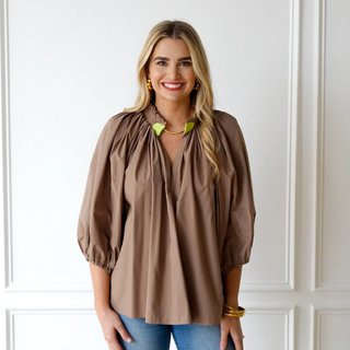 Camille Top - Taupe & Neon