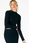 Lauryn Mock Neck Rib Long Sleeve