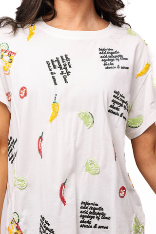 White Spicy Margarita Recipe Icon Tee