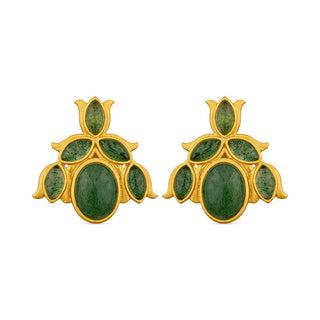 Bluebell Stud Earrings - Green Strawberry Quartz