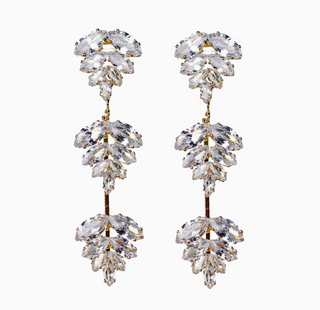 Gold Palm Diamond Drop Earrings