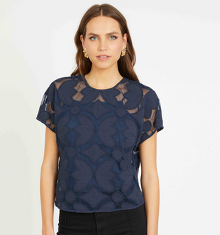 Carmen Top - Navy Lace