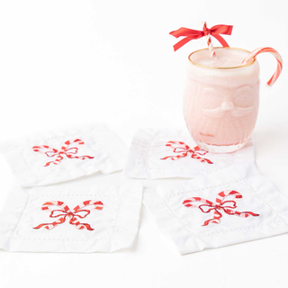 Candy Cane Embroidered Cocktail napkin