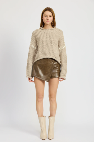 Alyza Knit Top - Beige Gray