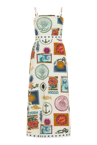 Lynn Midi Dress - White Tropic