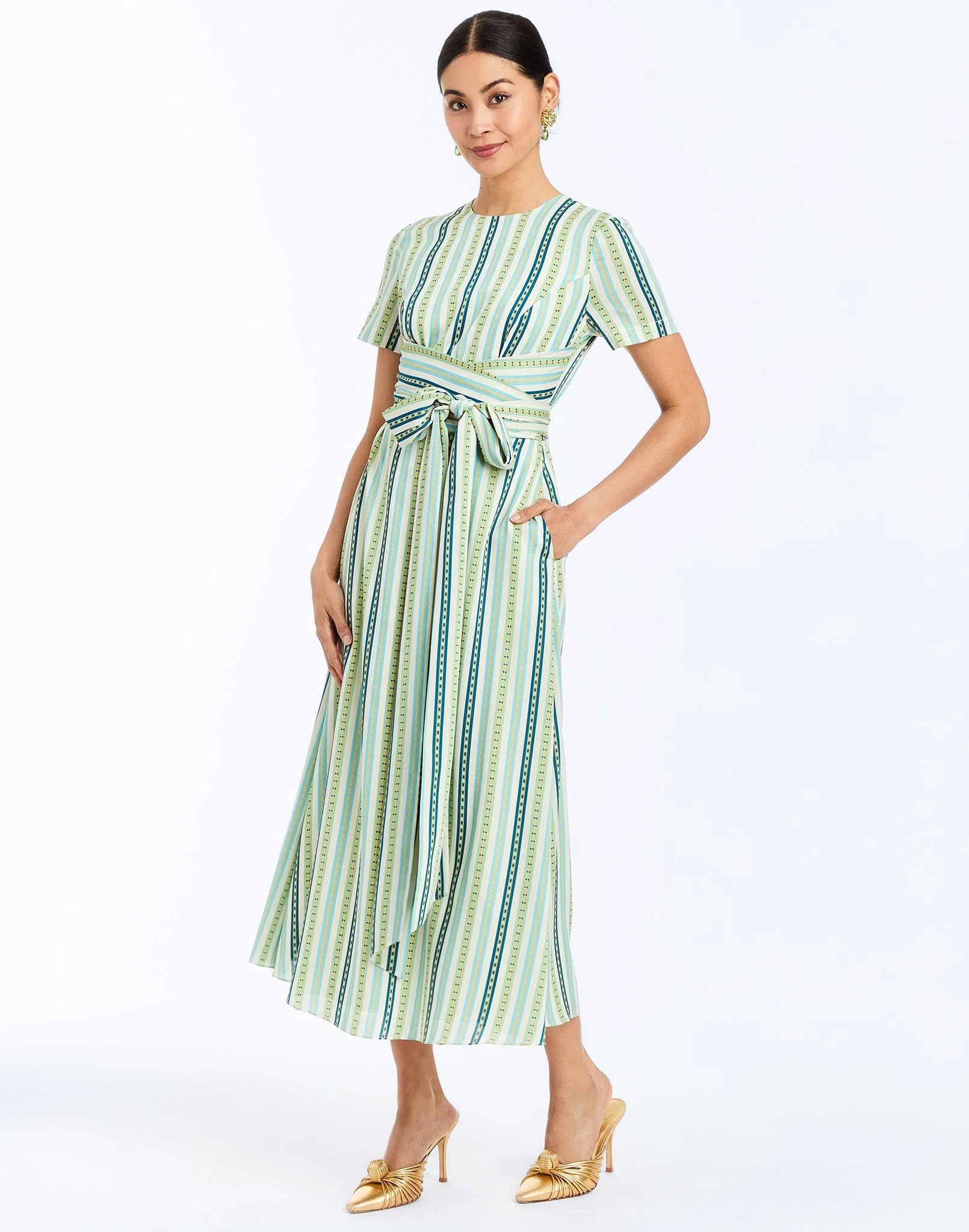 Nolita Short Sleeve Wrap Dress L / Catena Stripe Nolita Short Sleeve Wrap Dress L / Catena Stripe