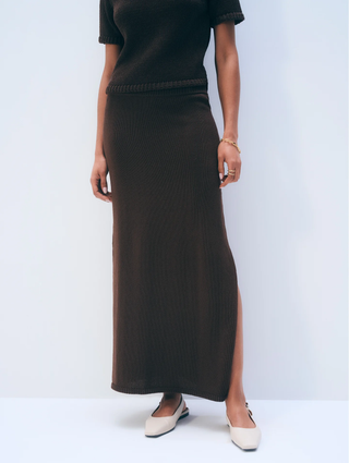 Luxe Cotton Midi Skirt - Dark Espresso