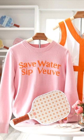 SAVE WATER- Woman's Luxury Pink Sweater 100 % Soft Cotton