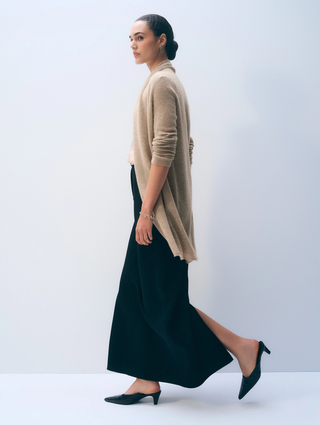 Cashmere Trapeze Cardigan - Taupe Heather