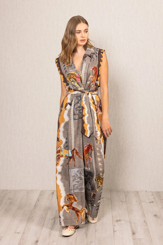 Mirage Belted Jumpsuit - Grey Multi