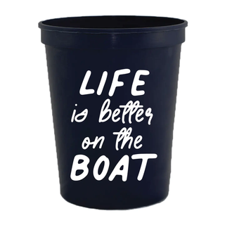 Life Is Better On the Boat Black Stadium Cups - Summer - Pack of 6