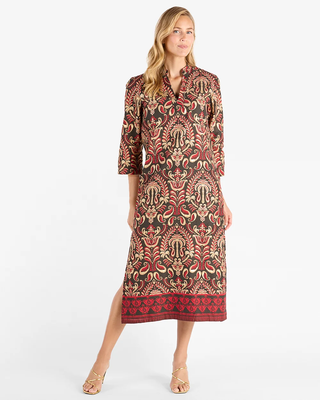 Devon Dress Cotton Voile - Ornate Topiary Espresso Gold