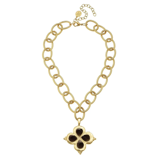 Brown Stone Clover Necklace