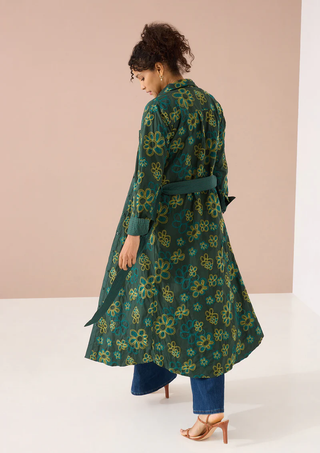 The Waverly Dress - Olive Retro Floral Embroidery