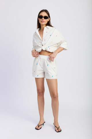 Nellie Shorts - White Pink Multi