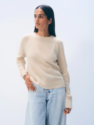 Cashmere Waffle Sweatshirt - Natural heather