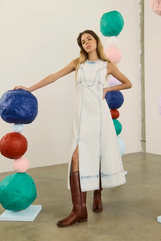Sedona Dress - Washed Blue Denim