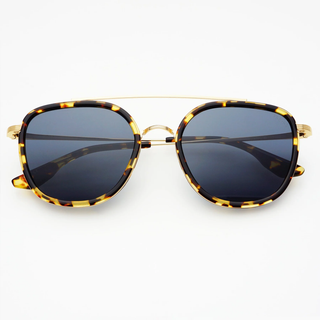 Weston Acetate Round Unisex Sunglasses - Yellow Tortoise / Gray