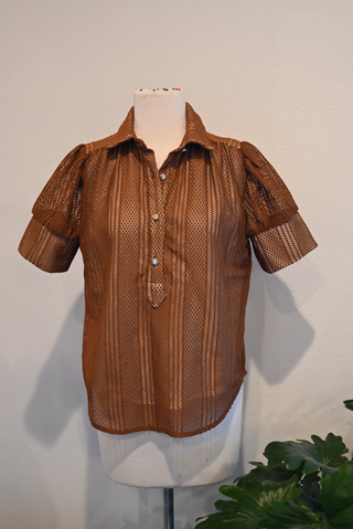 Everything Short Sleeve Top - Brown July Lace