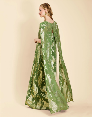 Pietro Convertible™ Cape Gown - Evergreen Metalic