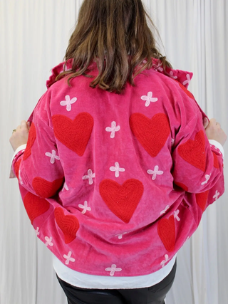 Pink Heart and Cross Velvet Jacket