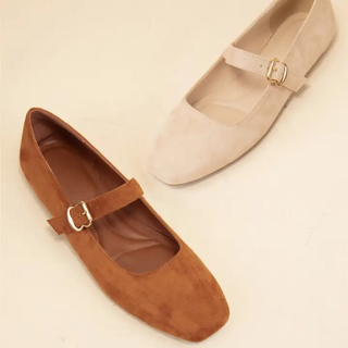 Charlotte - Buckled Strap Soft Square Toe Mary Jane Flats