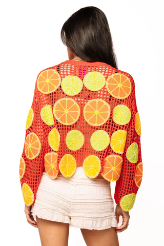 Crochet Lemon, Lime & Orange Button Up Sweater