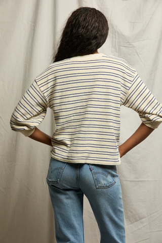 Roxy Loop Terry Boxy Sweatshirt - Cobalt / Sugar Stripe